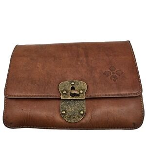 Patricia Nash Flap Crossbody Brown Clutch Bag Patina Brass